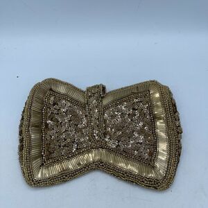 Vintage 70's Sequined Beaded Gold Bow Clusch